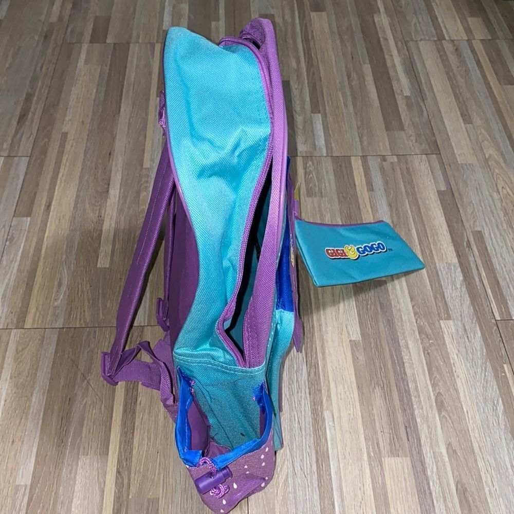 Vintage 90s kids school backpack color block purple teal green little mouse bag - Picture 8 of 10